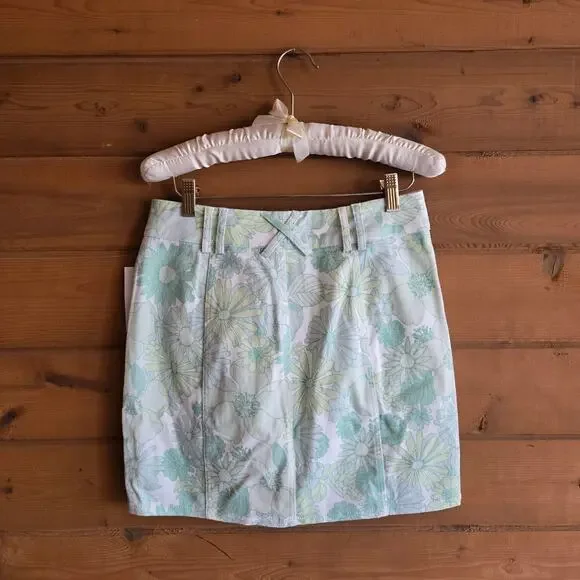 For Love & Lemons Peyton Mini Skirt Mint Floral Boho NWT M Pastel Prairie Bottom - Picture 3 of 5